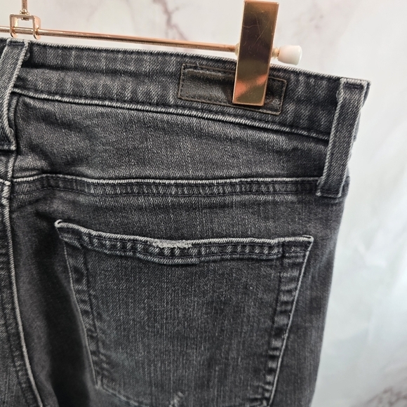 AG Adriano Goldschmied Jean Women 30 Black Gray Isabelle Button Exposed Frayed - Picture 12 of 13